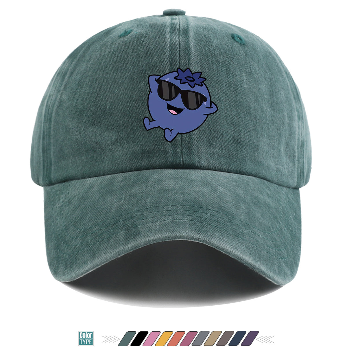 1pc Cartoon Blueberry Pattern Baseball Cap, Fun Sunglasses Flower Decoration, Comfortable And Breathable Sun Hat, Fashionable Cute Unisex Adjustable Dad Hat, Outing Hat, Best Friend Shopping Hat, Suitable for Picnics, Amusement Parks, Hiking