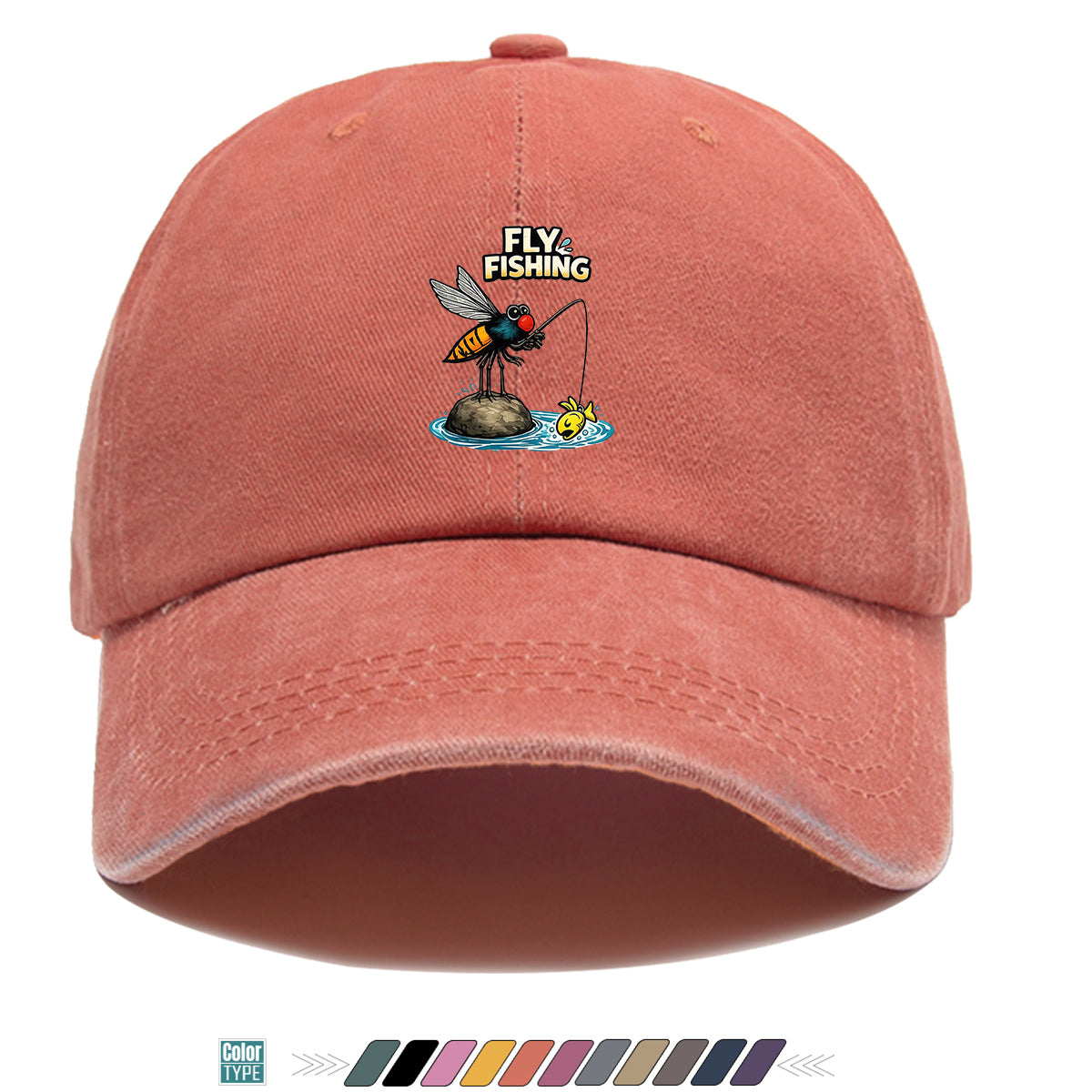 1pc Fun Insect Fishing Print Baseball Cap, Trendy Cartoon Pattern, Comfortable and Breathable Sun Hat, Stylish and  Unisex Design, Adjustable Size, Casual Streetwear Hat, Outdoor Fishing Hat, Travel and Vacation Hat, Versatile for Daily Outings