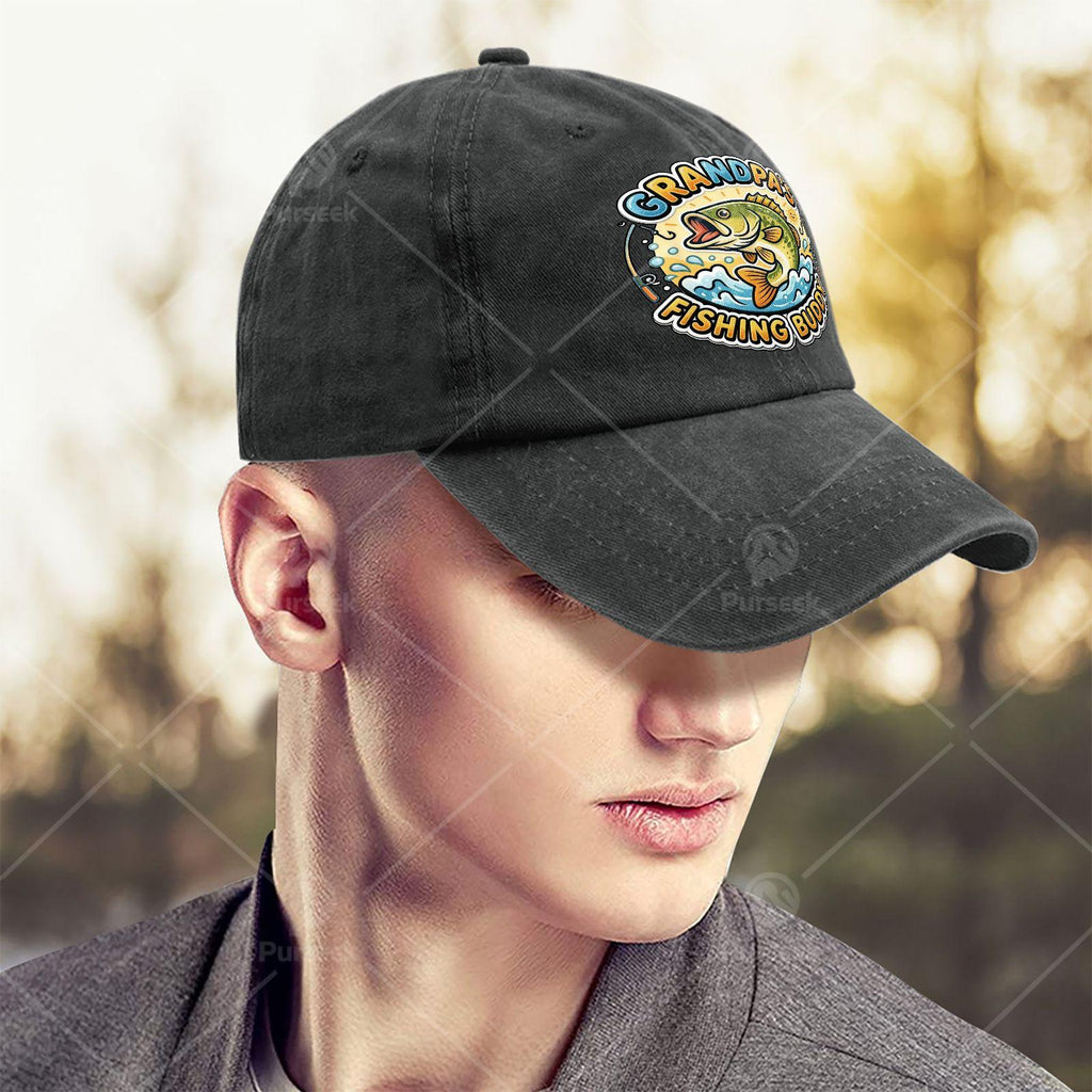 Funny Grandpa Fishing Buddy Bass Fisherman Youth Boys Youth Baseball Hat Unisex