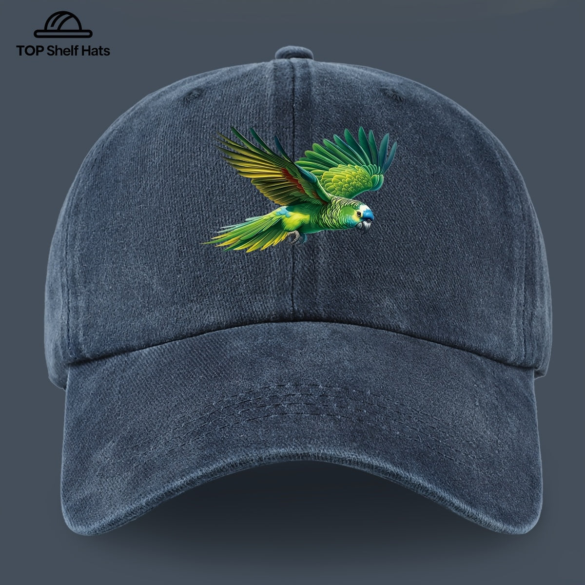 1pc Fashionable Trendy Green Parrot Pattern Design Printed Baseball Cap, Lightweight Comfortable Breathable Adjustable Size, Black PAPA Truck Driver Retro Dad Hat, Mom Beach Vacation Sun Hat, Youth Couple Outdoor Skate Cap