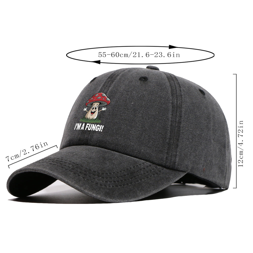 1pc Cartoon Mushroom Joyful Face Print Baseball Cap, Cute Red Mushroom with Gray Dots Hat, Comfortable and Breathable Sun Hat, Stylish, Fun, and Unique, Unisex Adjustable Baseball Cap, Casual Hat, Couple's Outing Hat, Suitable for Daily Shopping