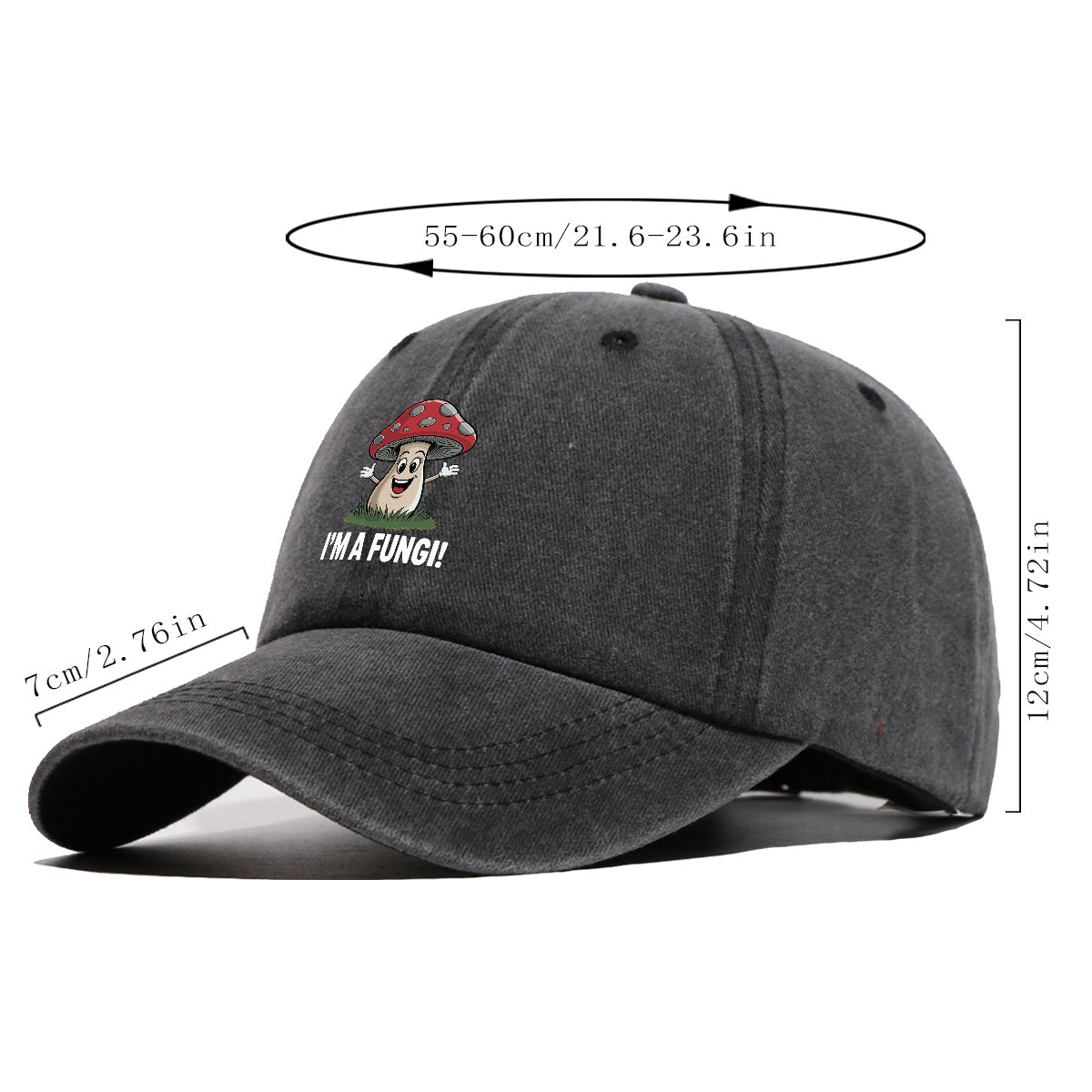 1pc Cartoon Mushroom Joyful Face Print Baseball Cap, Cute Red Mushroom with Gray Dots Hat, Comfortable and Breathable Sun Hat, Stylish, Fun, and Unique, Unisex Adjustable Baseball Cap, Casual Hat, Couple's Outing Hat, Suitable for Daily Shopping
