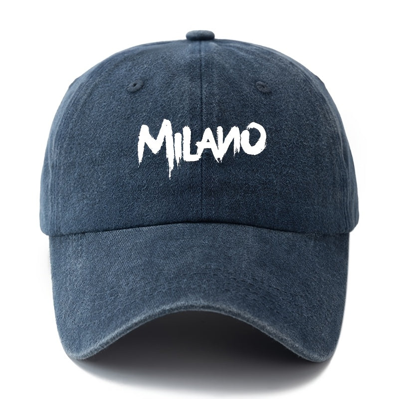 MILANO Retro Washed Baseball Cap - Unisex Trucker Hat Suitable for Outdoor, Casual Wear, Driving, Vacations - Classic Washed Look, Printed Design, Ideal for Truck Drivers & Lifestyles