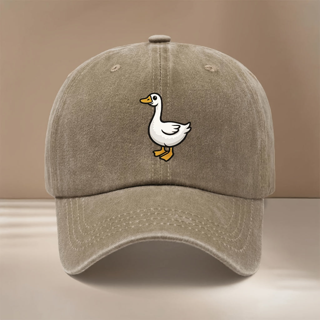 This Is a Baseball Cap Featuring a Flat Design of a Cartoon Goose, Suitable for All Seasons with an Adjustable Size. It'S a Trendy, Lightweight Duckbill Hat for Both Men And Women, Perfect for Outdoor Sports, Gatherings