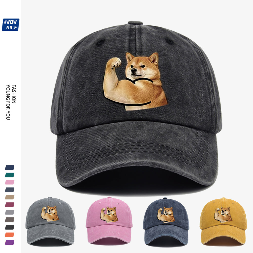 1pc Shiba Inu Muscle Arm Fun Print Baseball Cap Unisex Same Style Slimming Fashion Adjustable Size Street Trend Hat Daily Casual Hat Outdoor Hiking Hat Travel Outing Hat Party Styling Hat Versatile Duckbill Hat Festival Birthday Gift Ideal Choice Fo