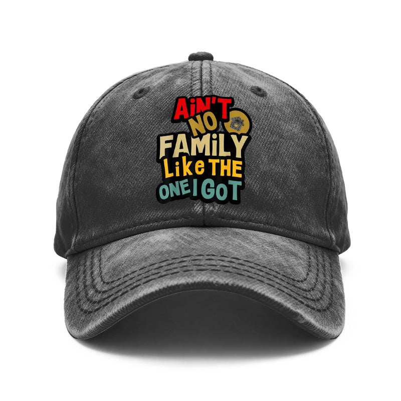 1pc Vintage Washed Unisex Baseball Caps, Ain'T No Family Like The One I Got, Bold Typography Design Print, Adjustable, Suitable for Outdoor Activities And Casual Wear, Gifts for Men And Women, Friends