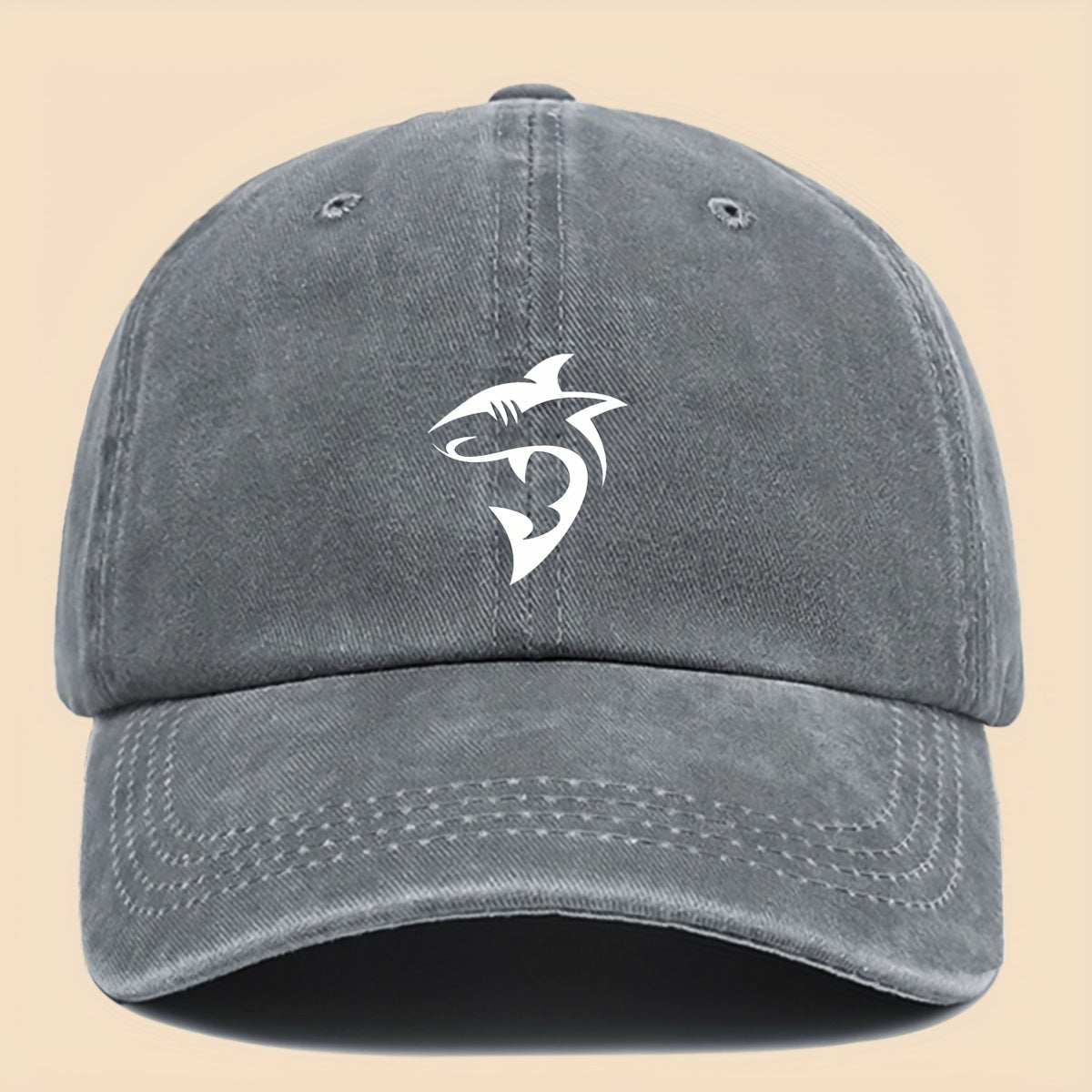 1 Unisex Ocean Theme Baseball Cap with White Shark Graphic Print - Breathable Adjustable Dad Hat for Skateboarding, Hiking, Fishing | Fashion Couple Outdoor Additions, Perfect Gift for Birthdays, Christmas, Halloween, Thanksgiving (Black)