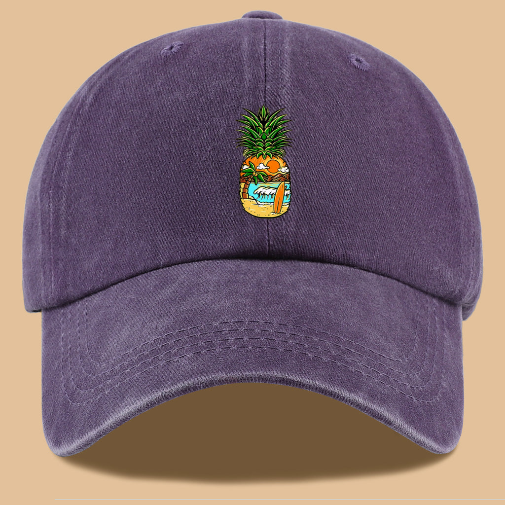 1pc Pineapple Print Trucker Hat - Adjustable Unisex Baseball Cap with Pineapple & Beach Scenery Design, Breathable Suitable for Outdoor, Vacations, Parties, Daily Wear - Suitable for Men and Women, Ideal Gift for Beach Lovers