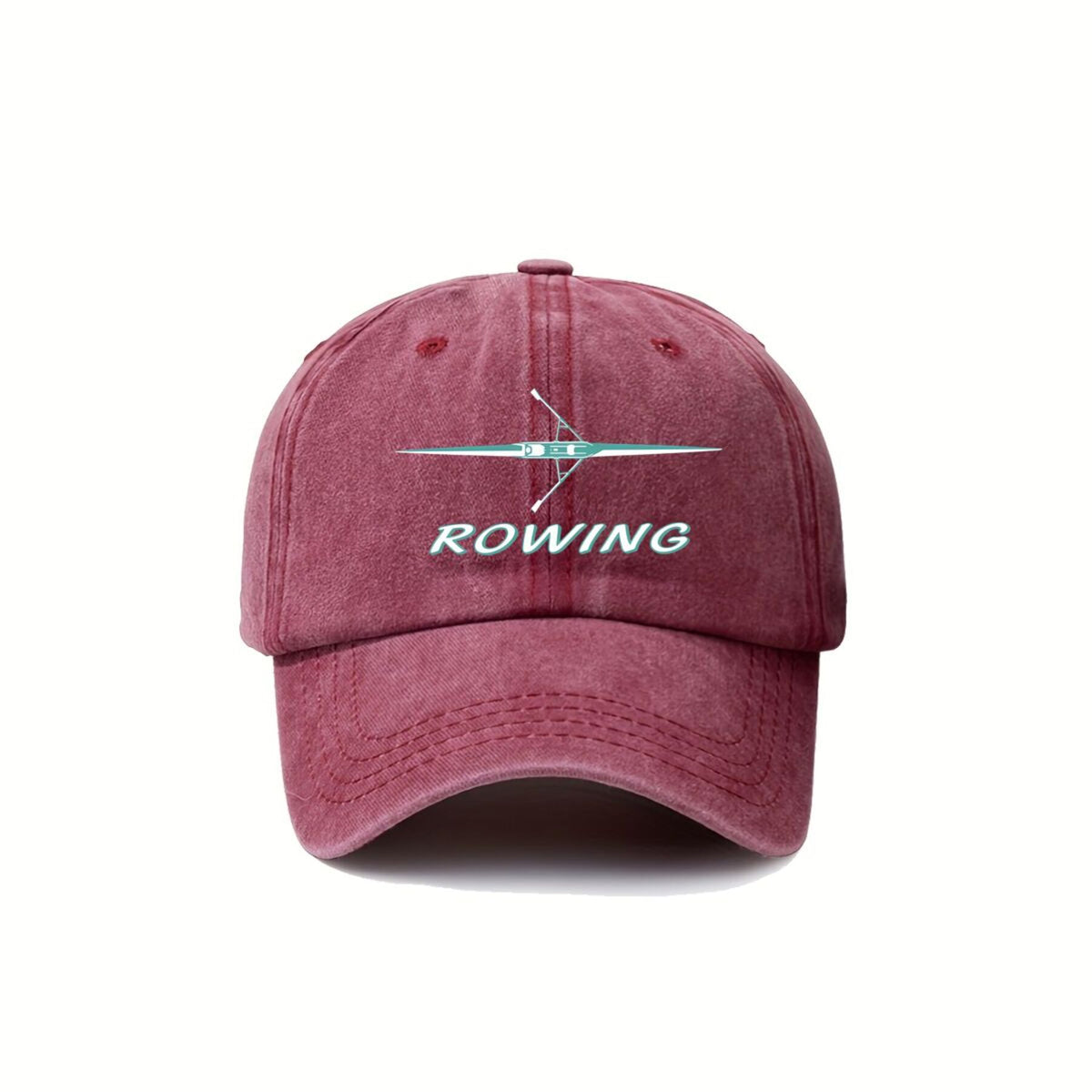 Men' & Women' Vintage Rowing-Themed Baseball Cap with Boat & Oar Typography - Adjustable Pull-String Closure, UPF Sun, Machine Washable Retro Unisex Cap Suitable for Outdoor Sports, Rowing Enthusiasts, Casual Streetwear