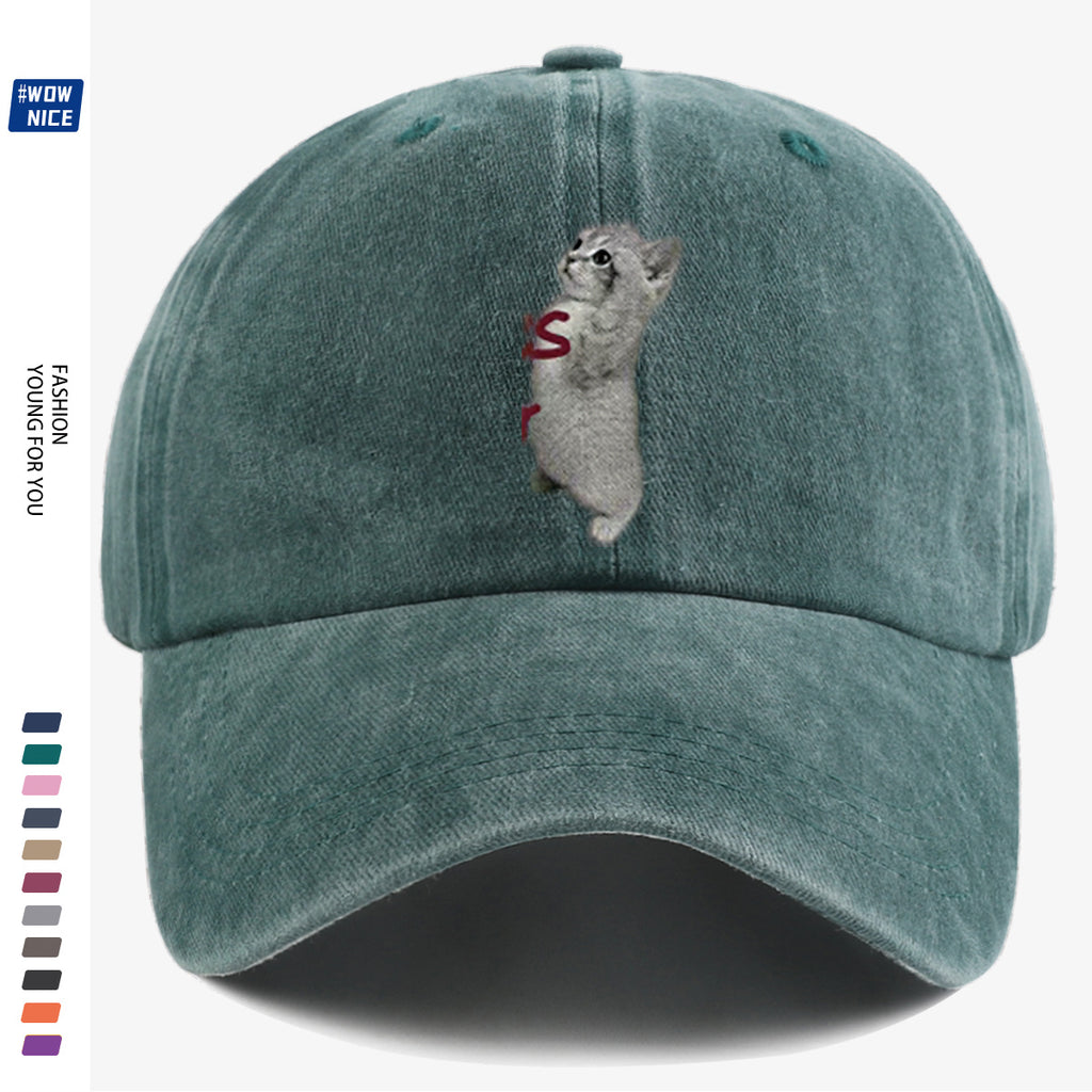1pc "YES SIR" Text and Cute Kitten Print Baseball Cap, Unisex, Slimming Fit. Fashionable Casual Style, Adjustable Size. Suitable for Daily Outings, Shopping, Parties, Travel, and Outdoor Activities. Versatile and Practical, a Thoughtful Gift