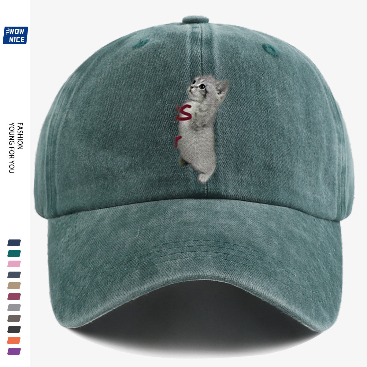 1pc "YES SIR" Text and Cute Kitten Print Baseball Cap, Unisex, Slimming Fit. Fashionable Casual Style, Adjustable Size. Suitable for Daily Outings, Shopping, Parties, Travel, and Outdoor Activities. Versatile and Practical, a Thoughtful Gift