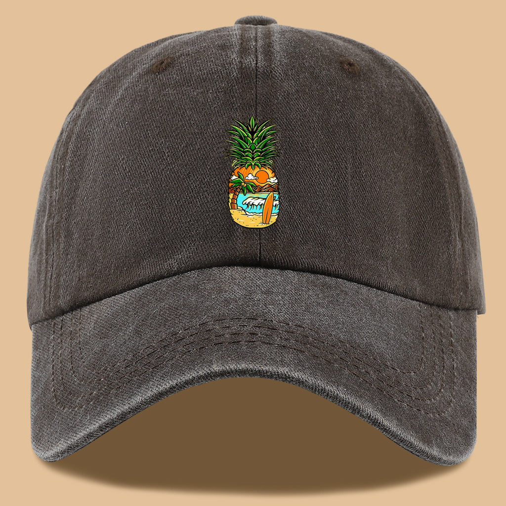 1pc Pineapple Print Trucker Hat - Adjustable Unisex Baseball Cap with Pineapple & Beach Scenery Design, Breathable Suitable for Outdoor, Vacations, Parties, Daily Wear - Suitable for Men and Women, Ideal Gift for Beach Lovers
