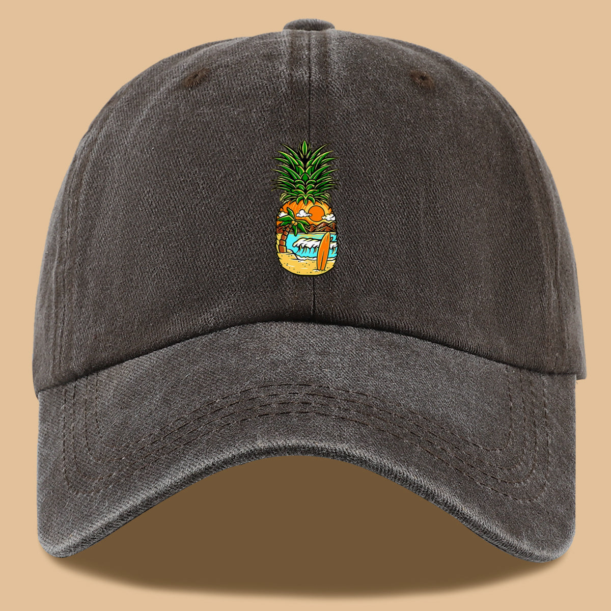 1pc Pineapple Print Trucker Hat - Adjustable Unisex Baseball Cap with Pineapple & Beach Scenery Design, Breathable Suitable for Outdoor, Vacations, Parties, Daily Wear - Suitable for Men and Women, Ideal Gift for Beach Lovers