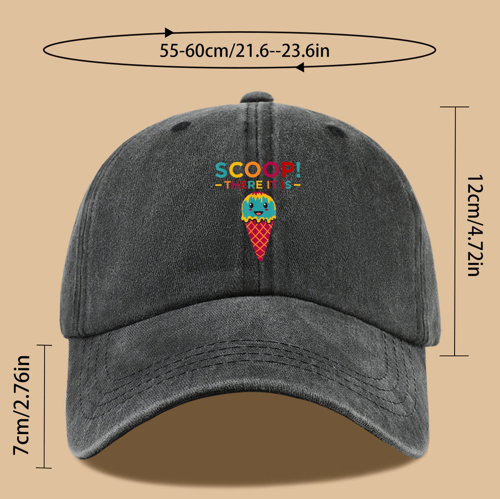 1pc 1pcs Fun Ice Cream Print Baseball Cap with Scoop! There It Is! - Adjustable Unisex Breathable Sun Hat Suitable for &, Summer Outdoor Parties, Picnic, Travel, Casual Wear - Cute, Amusement Parks
