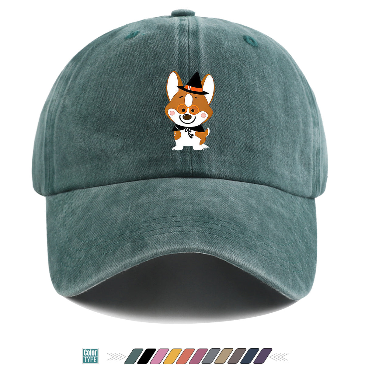 1pc Corgi Dog Cartoon Print Baseball Cap, Cute Wizard Hat with Glasses Design, Comfortable Breathable Sun Hat, Fashionable And Adorable Trendy Hat, Unisex Adjustable Size, Travel Hat, Bestie Shopping Hat, Suitable for Holiday Parties