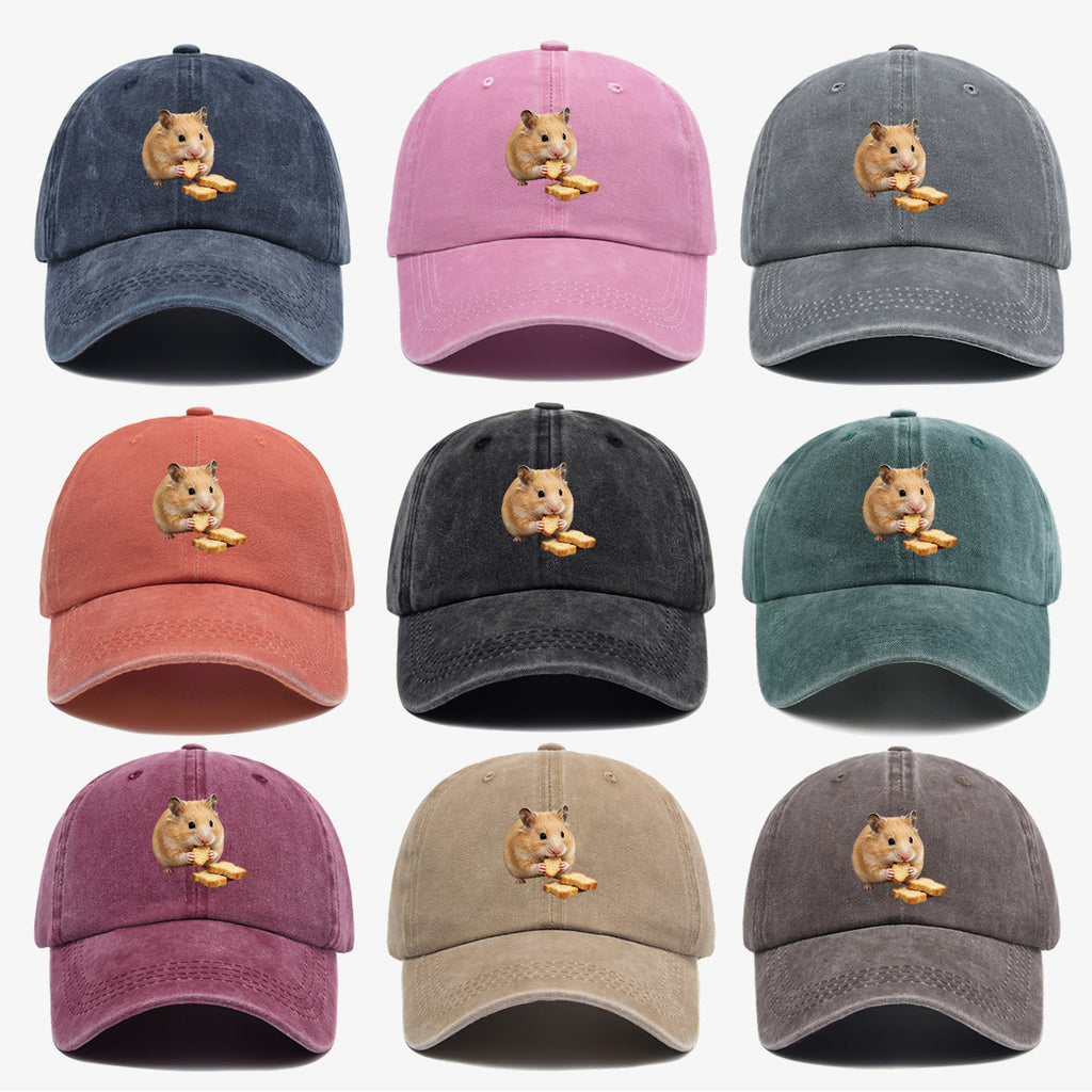 1pc Light Brown Hamster Holding Bread Slice Cute Printed Baseball Cap, Soft And Skin-Friendly Baseball Cap, Lively And Adorable Eye-Catching Men'S Women'S Baseball Cap, Adjustable Size, Casual Daily Hat, Commuting And Shopping Hat