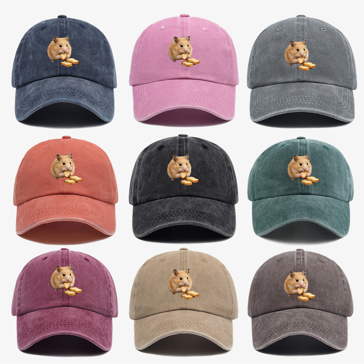 1pc Light Brown Hamster Holding Bread Slice Cute Printed Baseball Cap, Soft And Skin-Friendly Baseball Cap, Lively And Adorable Eye-Catching Men'S Women'S Baseball Cap, Adjustable Size, Casual Daily Hat, Commuting And Shopping Hat