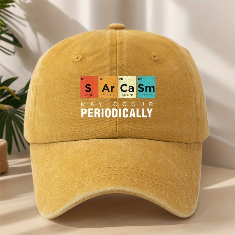 PERIODICALLY Statement Print Baseball Cap Classic Washed Distressed Vintage Duckbill Cap Soft Top Comfortable Adjustable Sun Hat