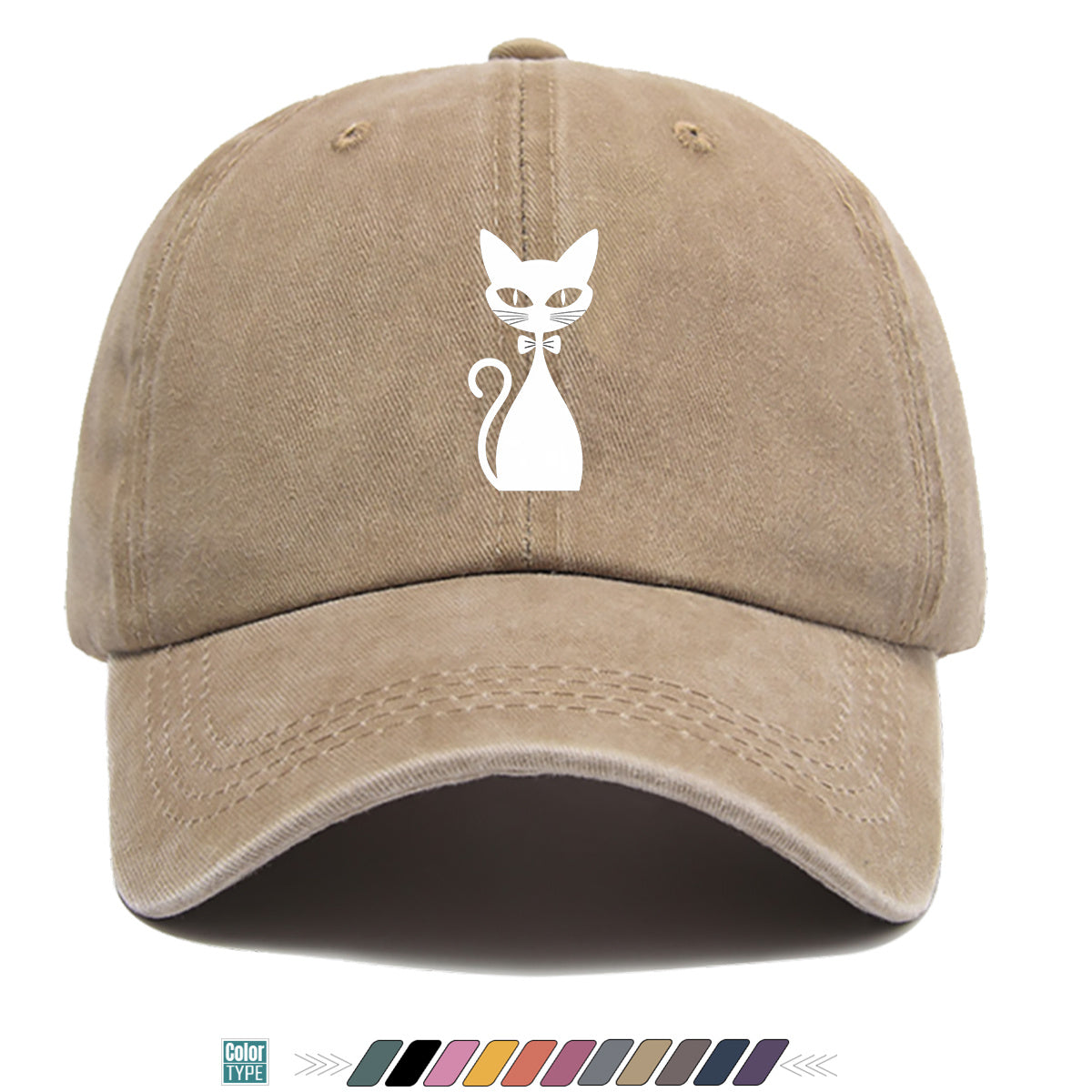 1pc Elegant White Cat Silhouette Printed Baseball Cap, Comfortable Breathable Sun Hat, Fashionable Easy Design, Unisex Adjustable Casual Versatile Duckbill Cap, Suitable for Daily Outings, Cafe Gatherings, Weekend Excursions, Girlfriends' Dates