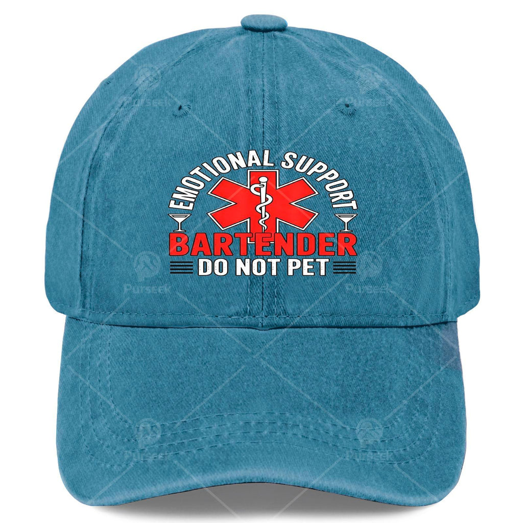 Emotional Support Bartender Do Not Pet Hat - Unisex Retro Full-Body Print with "Do Not Pet" Bartender, Lightweight for Events & Themed Parties (Christmas, 4th) - Hand Washable Round Top Hat