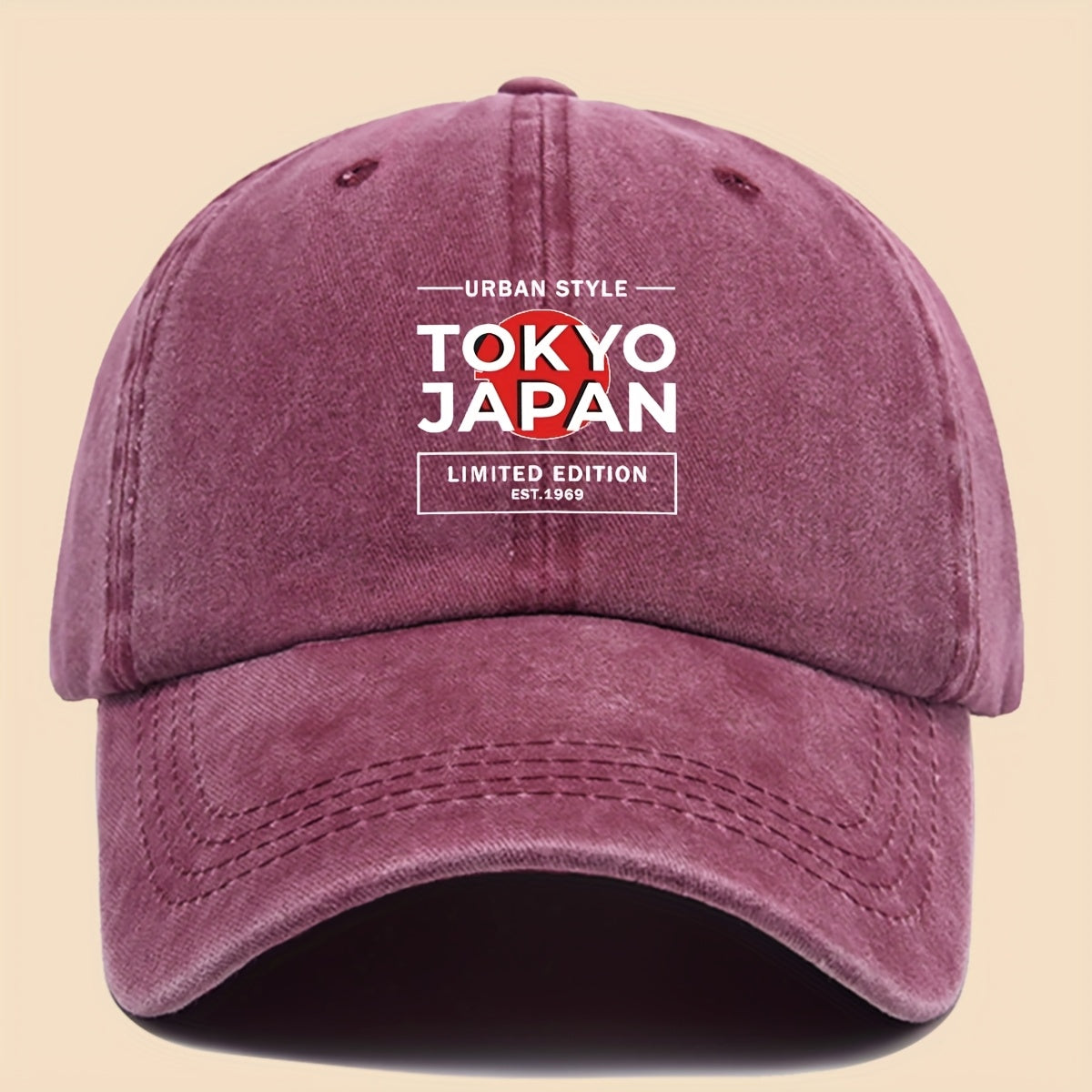 1pc Tokyo Japan City Style Printed Baseball Cap, Unisex, Printed Design, Solid Color Minimalist Vintage Curved Brim Dad Hat, Adjustable Size, All-Season Sun Hat, Suitable for Cycling, Fishing, Hunting, Teen Couple Skateboard Cap, Ideal Gift