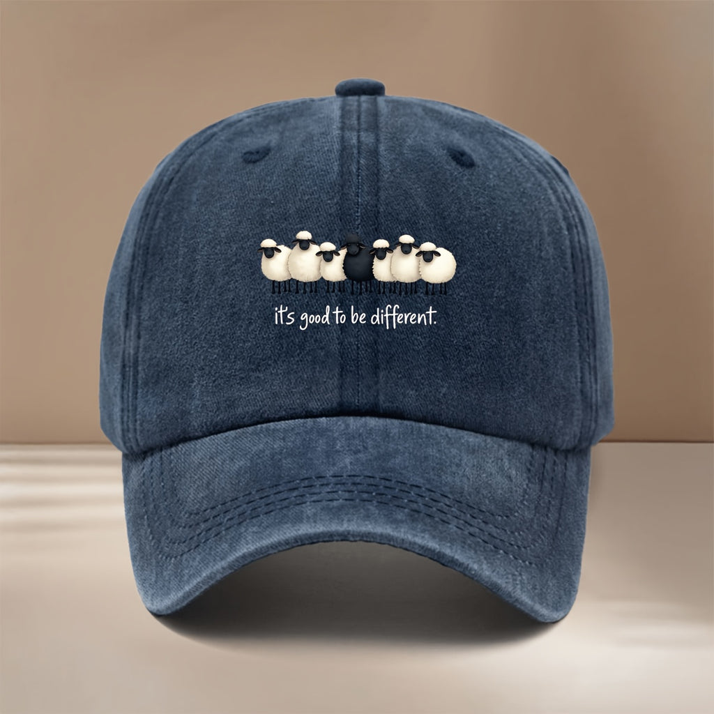 This Is a Baseball Cap with "it's Good to Be Different." Printed on It. It's a Stylish, Lightweight, and Adjustable Six-panel Hat Suitable for Both Men and Women. This  and Comfortable Snapback Cap Is Perfect for Outdoor Sports, Dinners