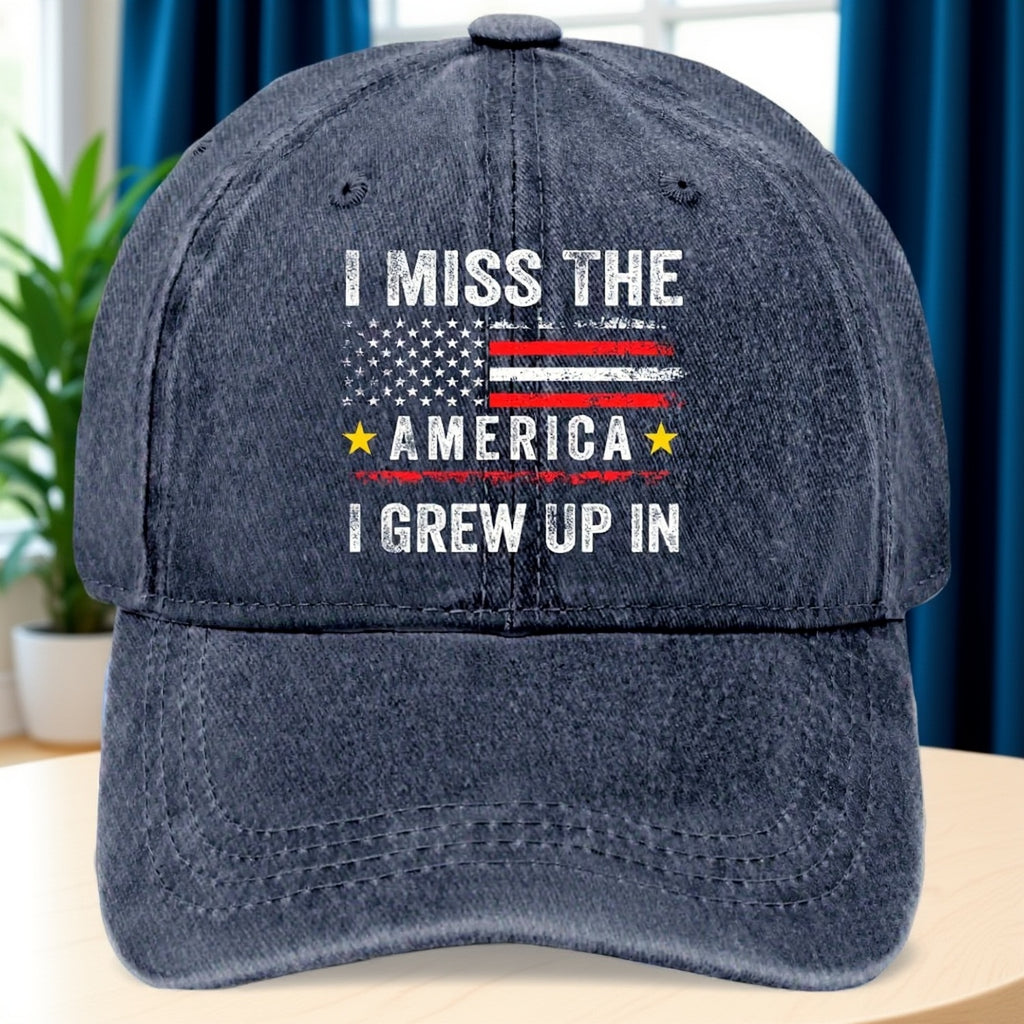Spring, Summer, And Autumn Gifts, Prints on at Special Prices, Unisex Black Baseball Caps. I Miss The America I Grew Up in with Hats