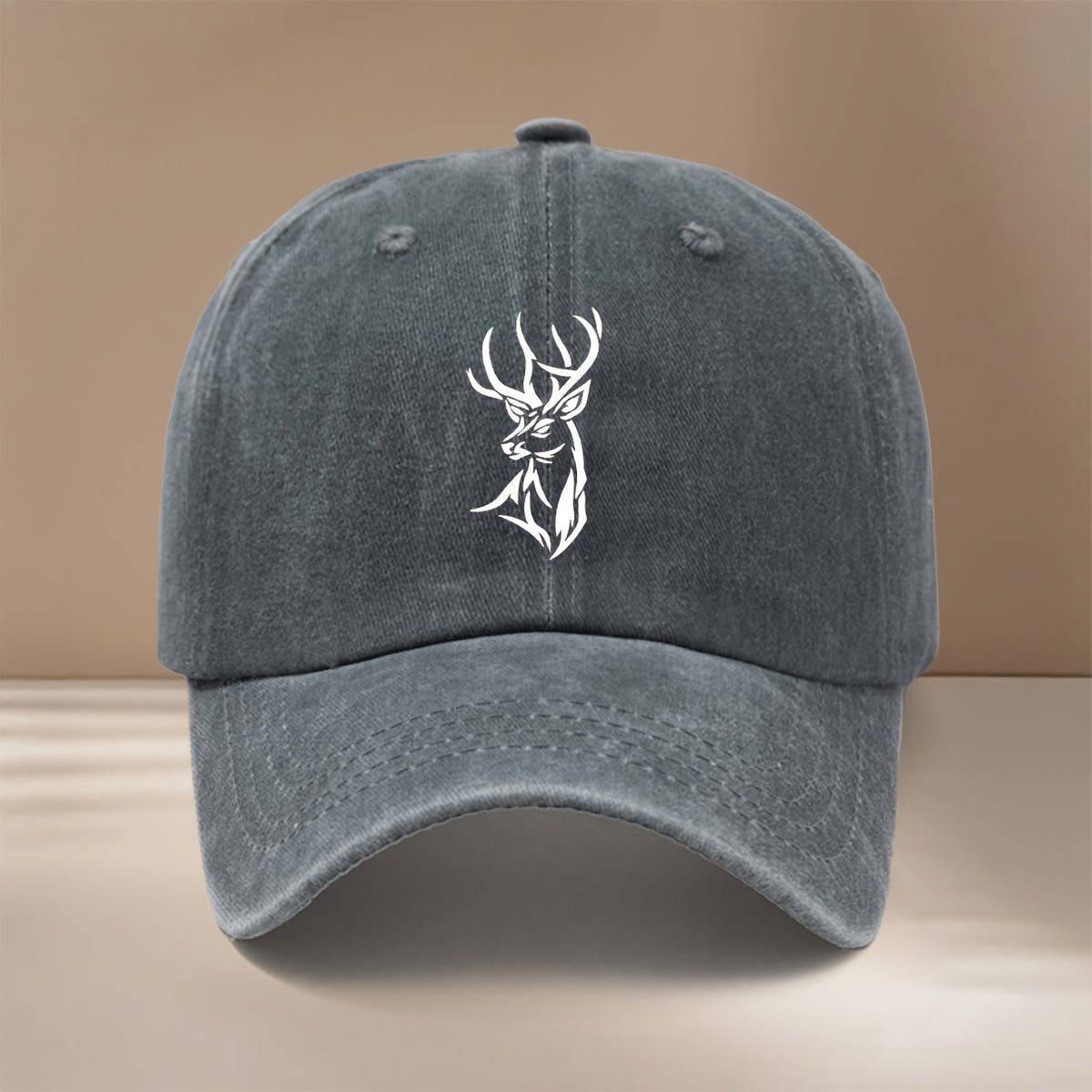 Baseball Cap with Deer Head Line Illustration Pattern, Comfortable And Lightweight, Curved Brim Makes Face Look Smaller, Hip-Hop Hat for Men And Women, Duck Tongue Hat, Suitable for Vacation Travel, Dinner Parties, Camping