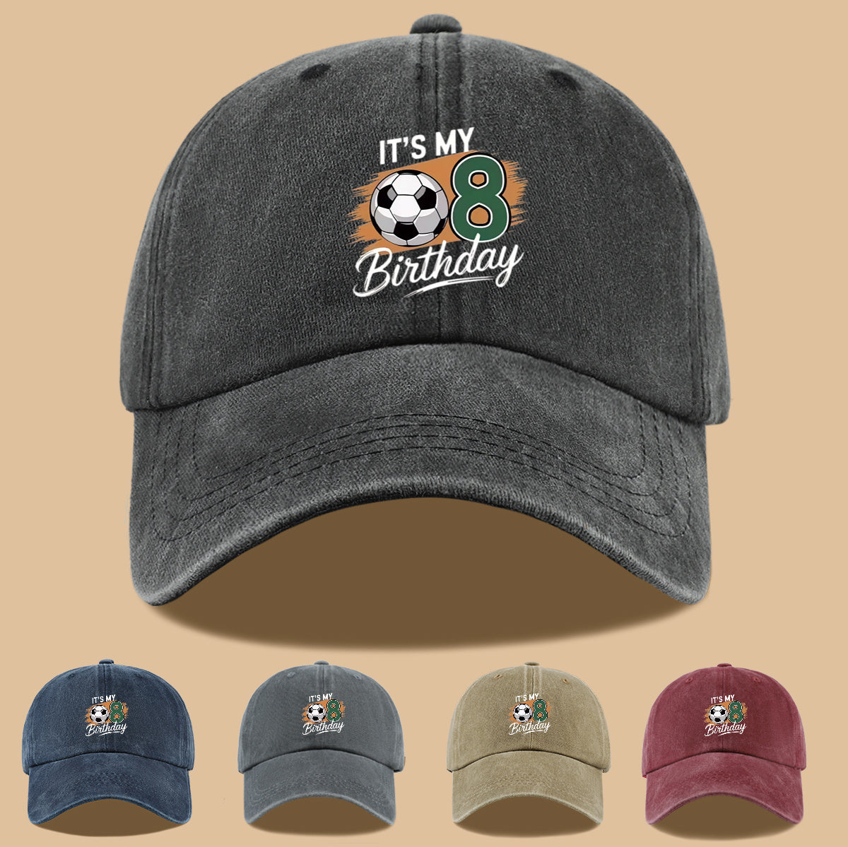 1pc Soccer-Themed Fun Number "8" Design Printed Baseball Cap, Comfortable and Breathable Sun Hat, Stylish and Simple, Unisex Baseball Cap with Adjustable Size, Trucker Hat, Beach Vacation Hat, Suitable for Outdoor Fishing, Cycling, Camping