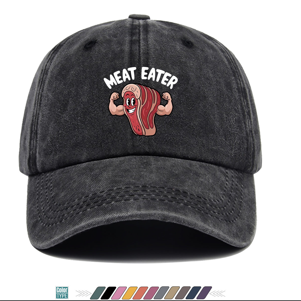 1pc 1pcs Muscle Steak Print Baseball Cap Suitable for Men & Women, Adjustable Duckbill Hat with Steak, Food-Themed Gift for BBQ Parties, Picnic, Outdoor, Casual Wear, Sports Hat for Foodie Friends, Birthday Present