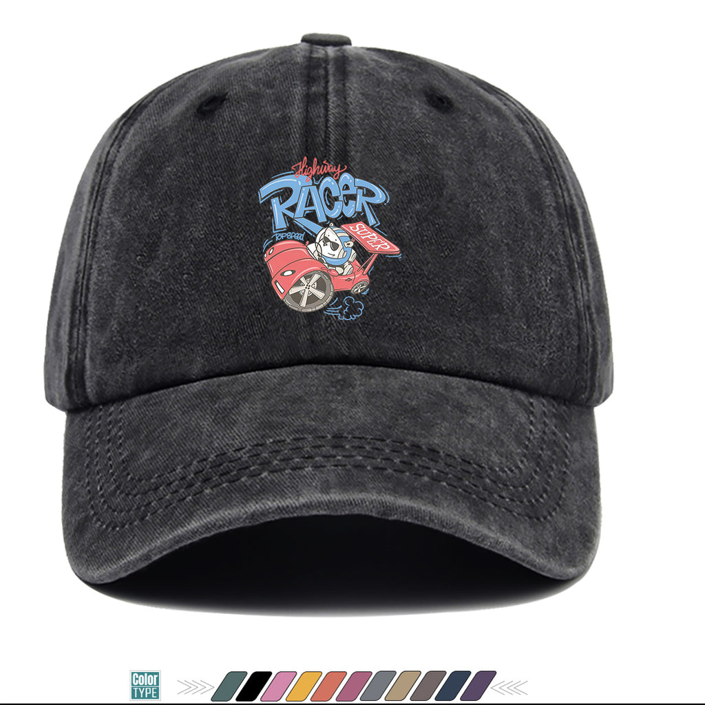 1pc "Highway Racer" Fun Cartoon Print Baseball Cap Panda Racer Pattern Sun Hat Fashion Trendy Duck Tongue Hat Unisex Adjustable Street Casual Hat Outdoor Sports Sun Hat Suitable for Daily Travel, Parties, Cycling