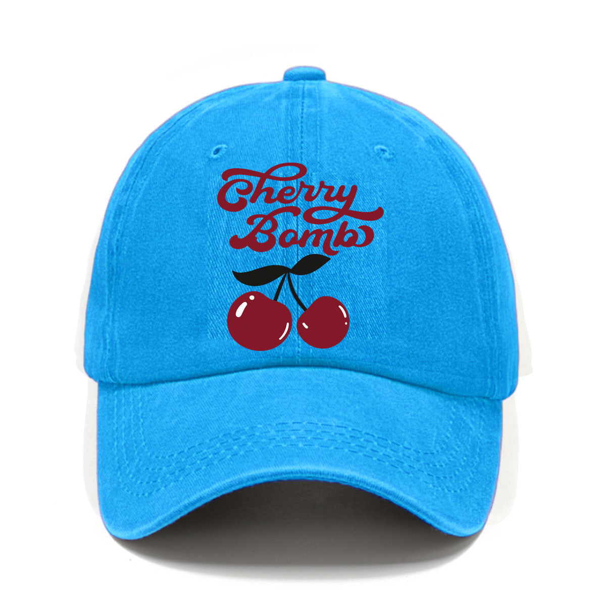 Vintage Cherry Bomb Print Washed Baseball Cap, a Fresh Retro-Style Men'S Hat, Suitable for Spring And Summer Casual Wear, Versatile Hat, Comfortable And Breathable, Perfect for Outdoor Use, Matching Outfits