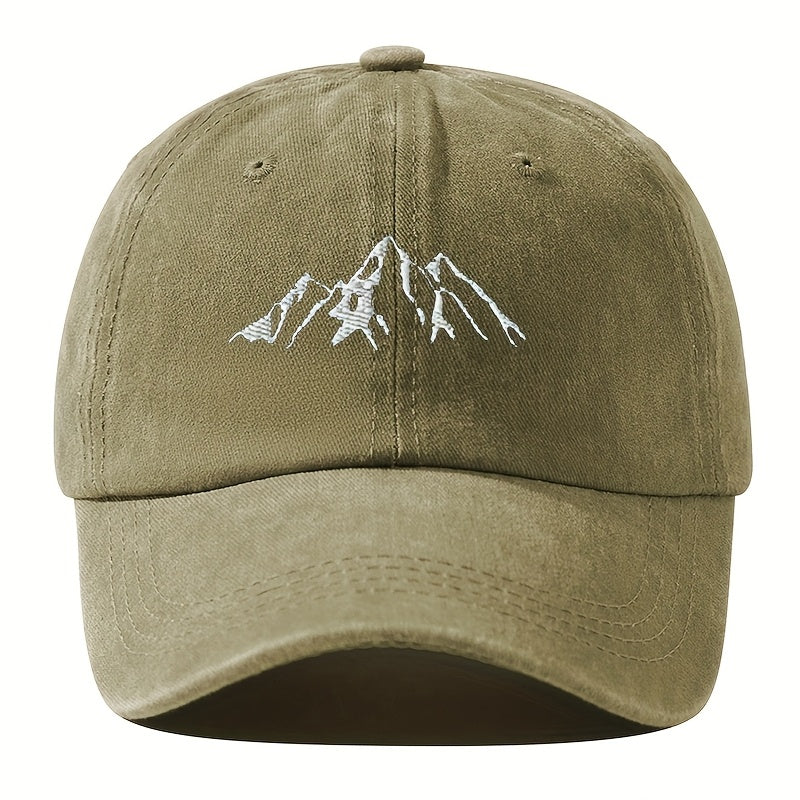 Mountain Peak Embroidery Baseball Cap Vintage Washed Baseball Cap Men'S Fishing Hat Hip-Hop Curved Brim Trucker Hat Men Women Hip-Hop Fashion Embroidered Baseball Cap