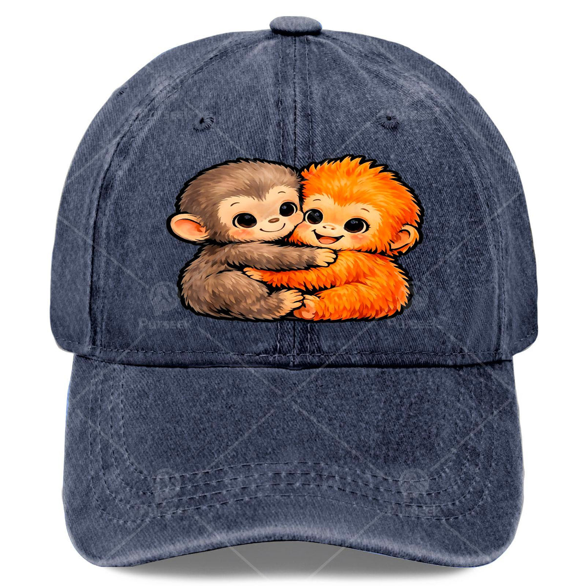 Tadanori Toya Plush Hug Baseball Cap - Vintage Full-Print Design, Suitable for Christmas, Gaming, And American Independence Day Events, Unisex Washable Monkey Baseball Cap, Lightweight Design (Hand Washable)