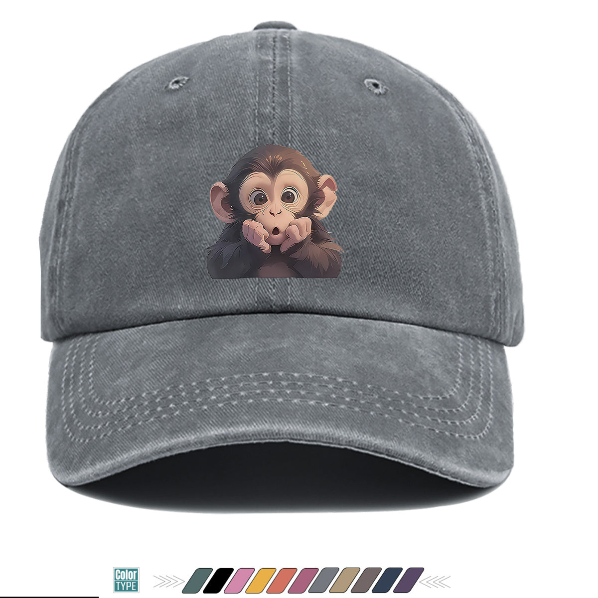 1pc Chimpanzee Print Baseball Cap Suitable for Men & Women, Adjustable Unisex Hat with Chimpanzee Face, Breathable for Streetwear, Hip-Hop, Music Festivals, Skateboarding - Trendy, Daily Commute & Outfits