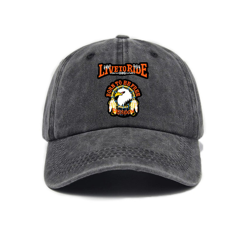 Fashionable and Versatile, This Printed Washed Distressed Soft-top Sun- Baseball Cap Is Designed for Cycling and Is Unisex