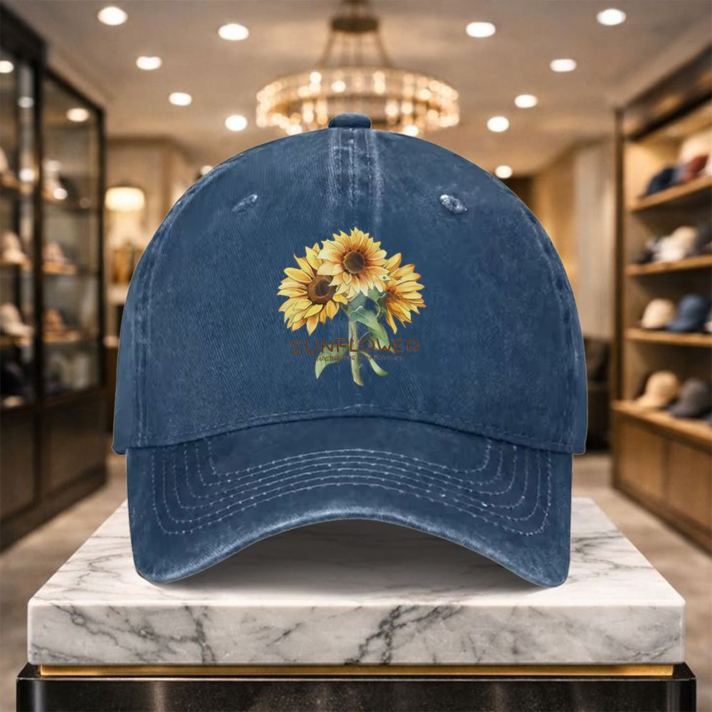 A Casual And Versatile Sunflower Baseball Cap That Always Follows The Sun. Adjustable Design, Suitable for Outdoor Sports And Everyday Casual Wear. A Casual Street Hat for Casual Outfits