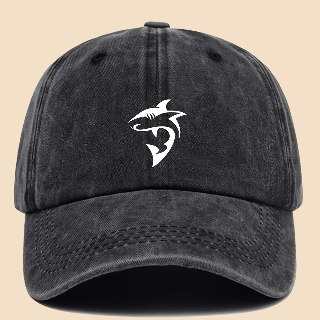 1 Unisex Ocean-themed Baseball Cap with White Shark Print- Breathable and Adjustable Dad Hat, Suitable for Skateboarding, Hiking, and Fishing| Fashionable Outdoor Accessories for Couples, Perfect Gift for Birthdays, Christmas, Halloween, Thanksgiving