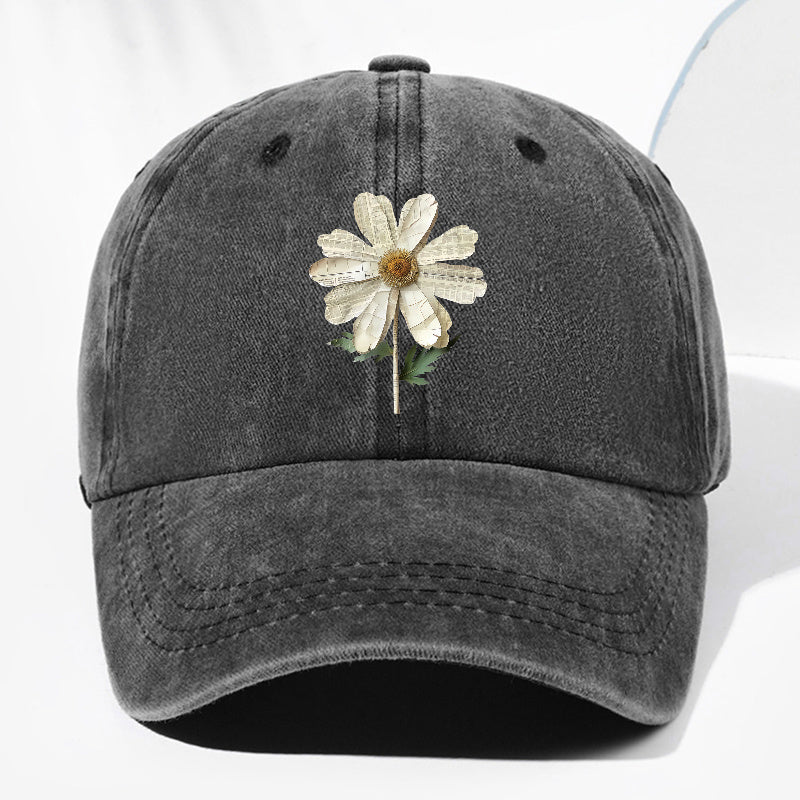 Unisex Floral Print Washed Vintage Baseball Cap Fashion Men Women Sun Hat Adjustable Size Trucker Cap Suitable for All Seasons Daily Wear