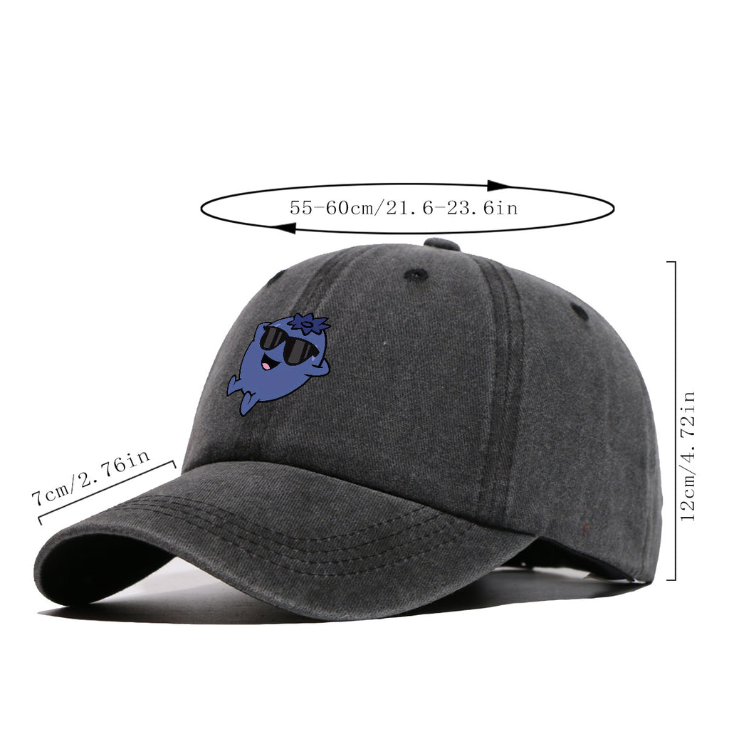 1pc Cartoon Blueberry Pattern Baseball Cap, Fun Sunglasses Flower Decoration, Comfortable And Breathable Sun Hat, Fashionable Cute Unisex Adjustable Dad Hat, Outing Hat, Best Friend Shopping Hat, Suitable for Picnics, Amusement Parks, Hiking