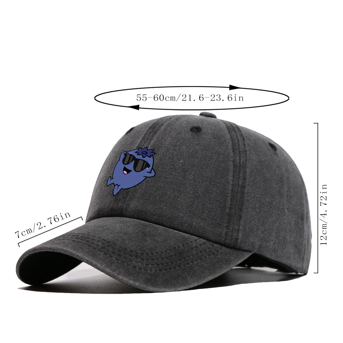 1pc Cartoon Blueberry Pattern Baseball Cap, Fun Sunglasses Flower Decoration, Comfortable And Breathable Sun Hat, Fashionable Cute Unisex Adjustable Dad Hat, Outing Hat, Best Friend Shopping Hat, Suitable for Picnics, Amusement Parks, Hiking