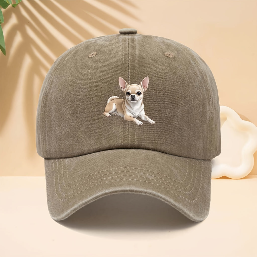 Chihuahua Print Baseball Cap with Chihuahua Dog Design - Adjustable Snapback Trucker Hat Suitable for Men & Women, Soft Top Curved Brim, Unisex Casual for All- Wear, Durable Comfortable for Walking, Parties, Shopping, Hip-Hop Style