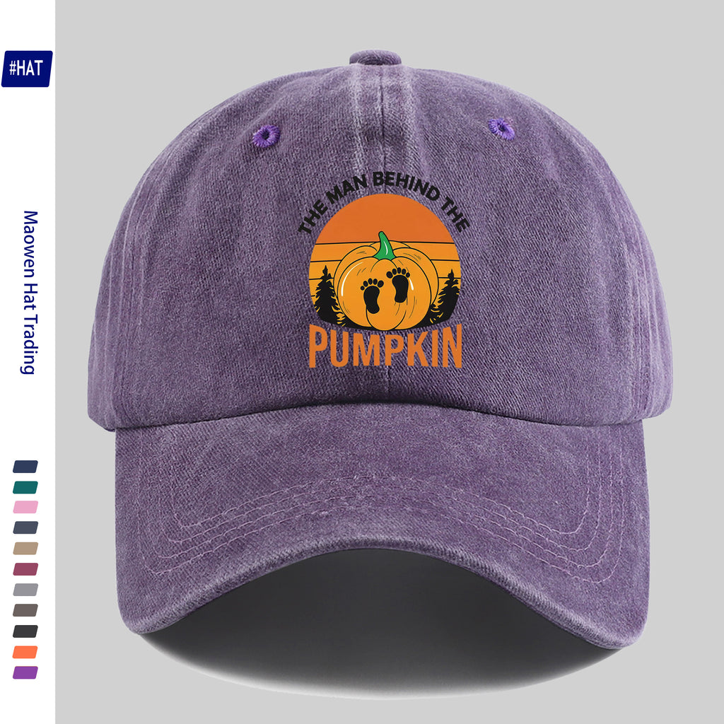 1 Halloween Pumpkin Footprint Pattern Heat-Pressed Washable Cap, New Vintage-Style Baseball Cap for Autumn And Winter, Unisex Adjustable Lightweight Outdoor Cap, Suitable for All Seasons, Travel And Casual Wear, Ideal for Sports Enthusiasts, Durable