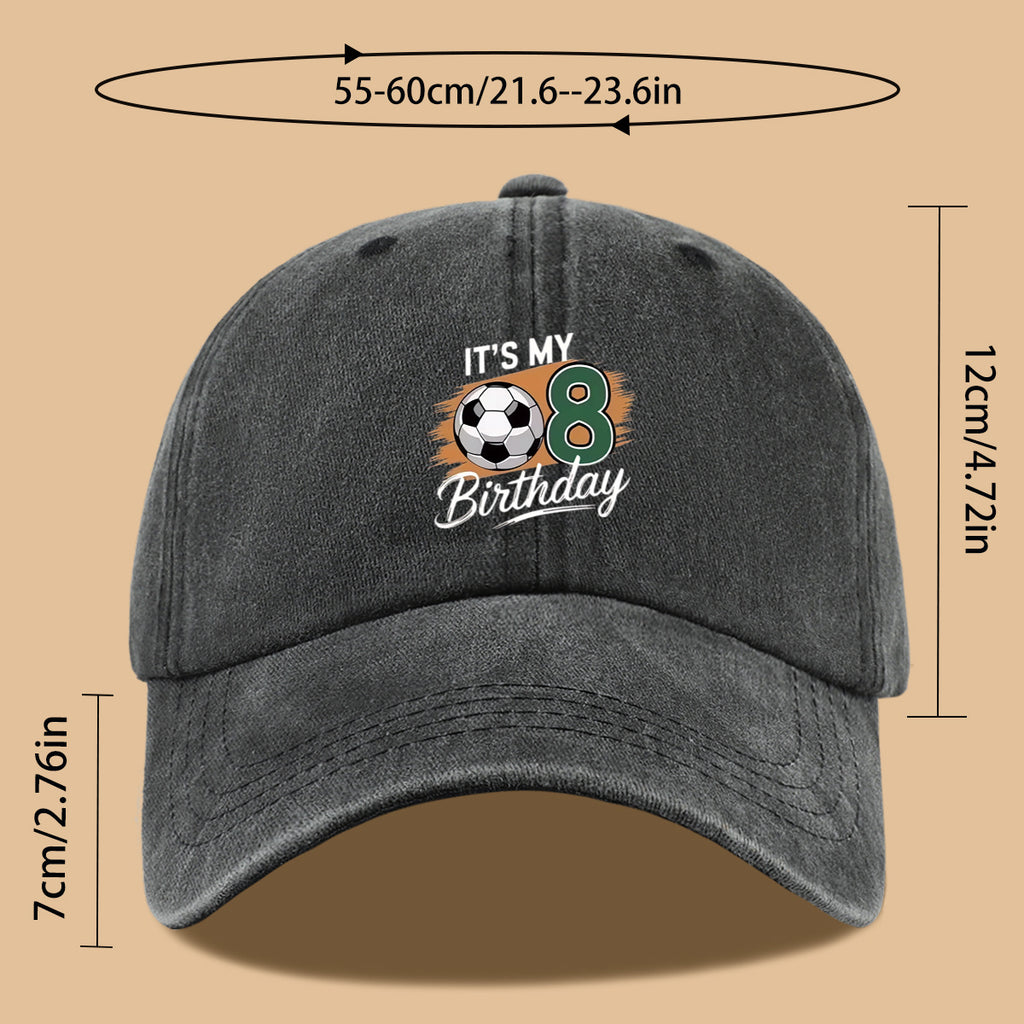 1pc Soccer-Themed Fun Number "8" Design Printed Baseball Cap, Comfortable and Breathable Sun Hat, Stylish and Simple, Unisex Baseball Cap with Adjustable Size, Trucker Hat, Beach Vacation Hat, Suitable for Outdoor Fishing, Cycling, Camping