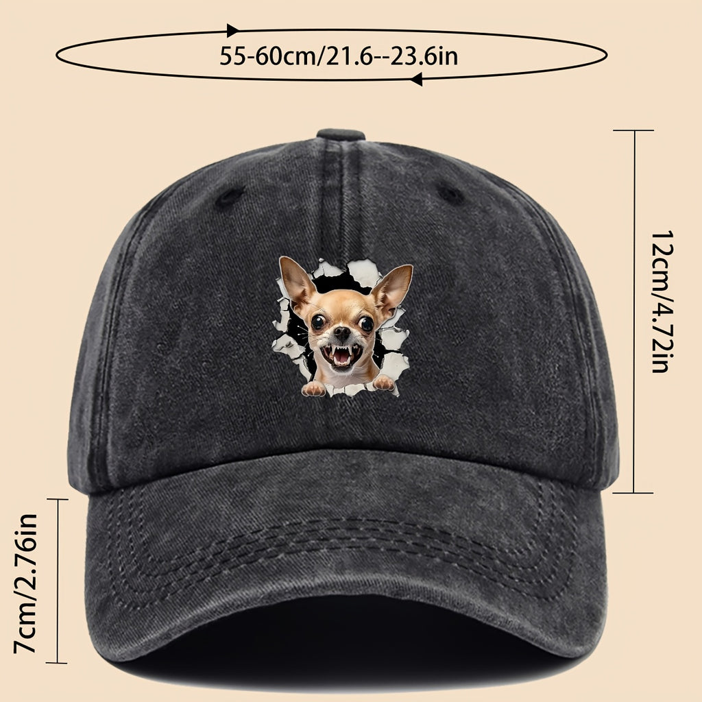 1pc Chihuahua Dog Print Trucker Hat - Adjustable Unisex Baseball Cap with Chihuahua Pattern, Soft-Top Curved Brim & Machine Washable Polyester Cap Suitable for Outdoor, Gifts for,, for Men and Women, for - Wear