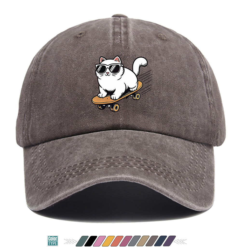 1pc 1pcs White Cat with Fashion Glasses Trucker Hat - Adjustable Unisex Cap Suitable for Skateboarding, Streetwear, Music Festivals, Summer Sun, Breathable Visor, Trendy Gift for &, Birthday Present for Skateboarders