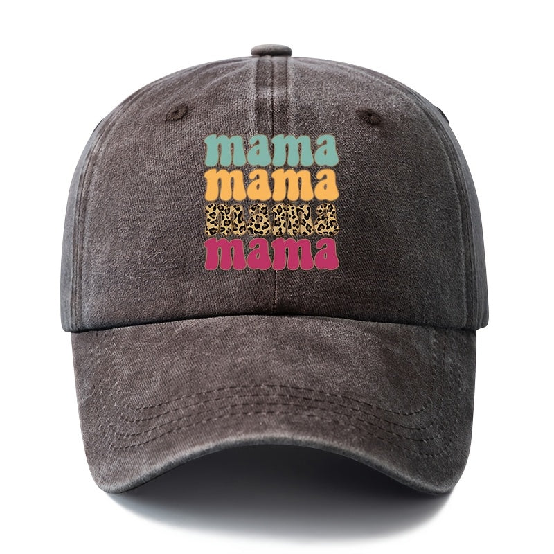 Unisex Fashion Versatile Printed Mama Cartoon Letter Baseball Cap, Classic Retro Washed Outdoor Lightweight Curved Brim Hat, Trucker Cap, Suitable for Outdoor Vacation Travel Camping And Casual Occasions, Holiday Party Hip-Hop Hat