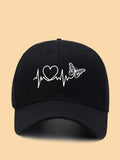 1 Stück Damen Baseballkappe mit Schwarz-Linien & Schmetterling Muster, Outdoor Sonnenhut zum Valentinstag
