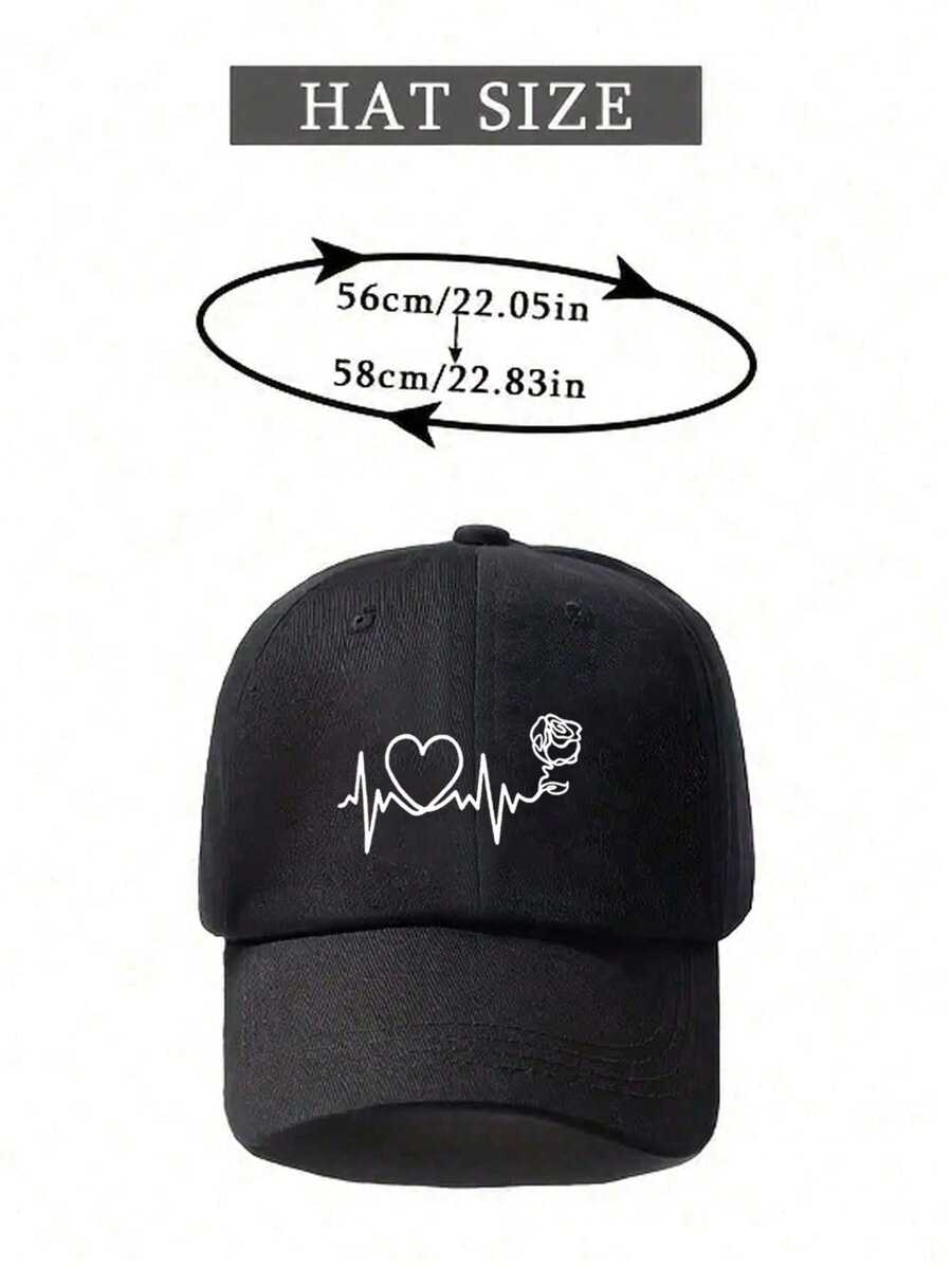 1 Stück Damen Baseballkappe mit Schwarz-Linien & Schmetterling Muster, Outdoor Sonnenhut zum Valentinstag