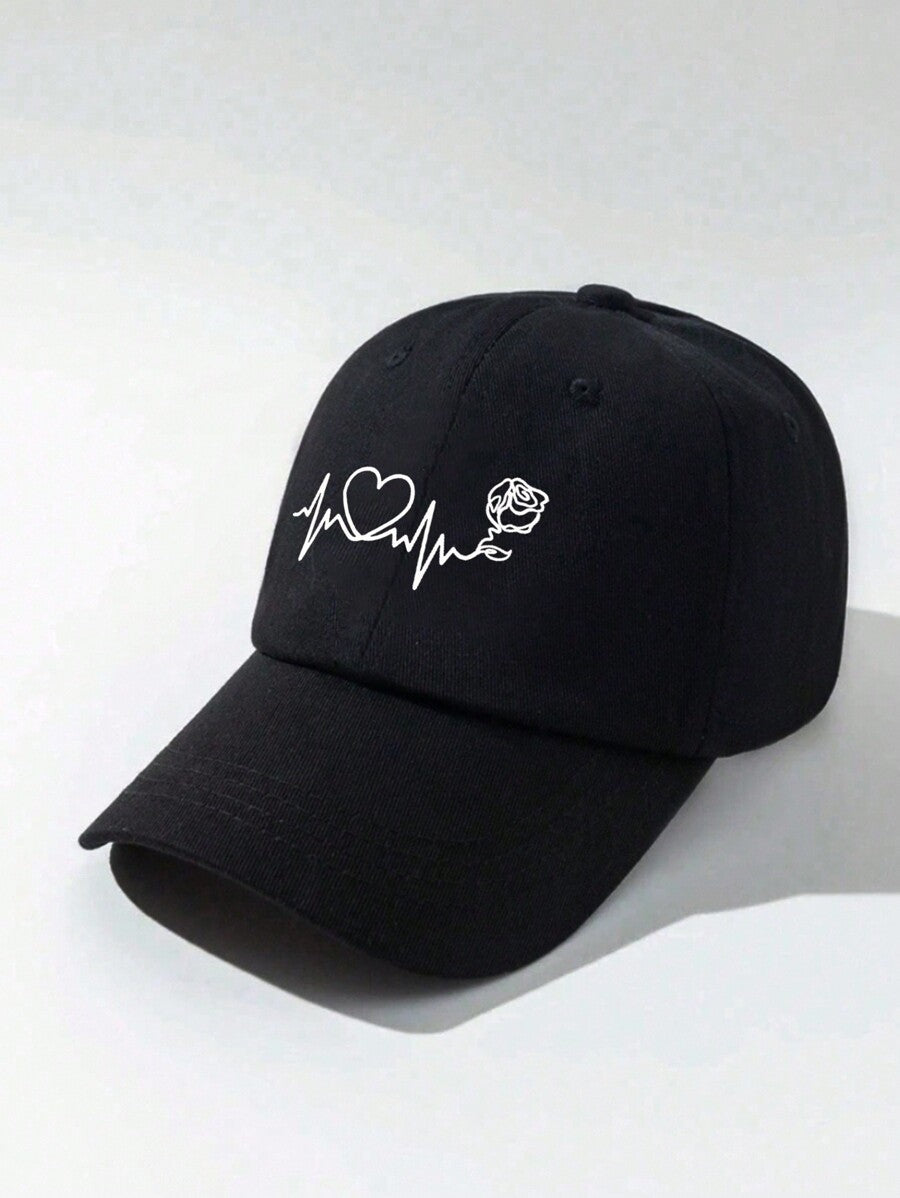 1 Stück Damen Baseballkappe mit Schwarz-Linien & Schmetterling Muster, Outdoor Sonnenhut zum Valentinstag